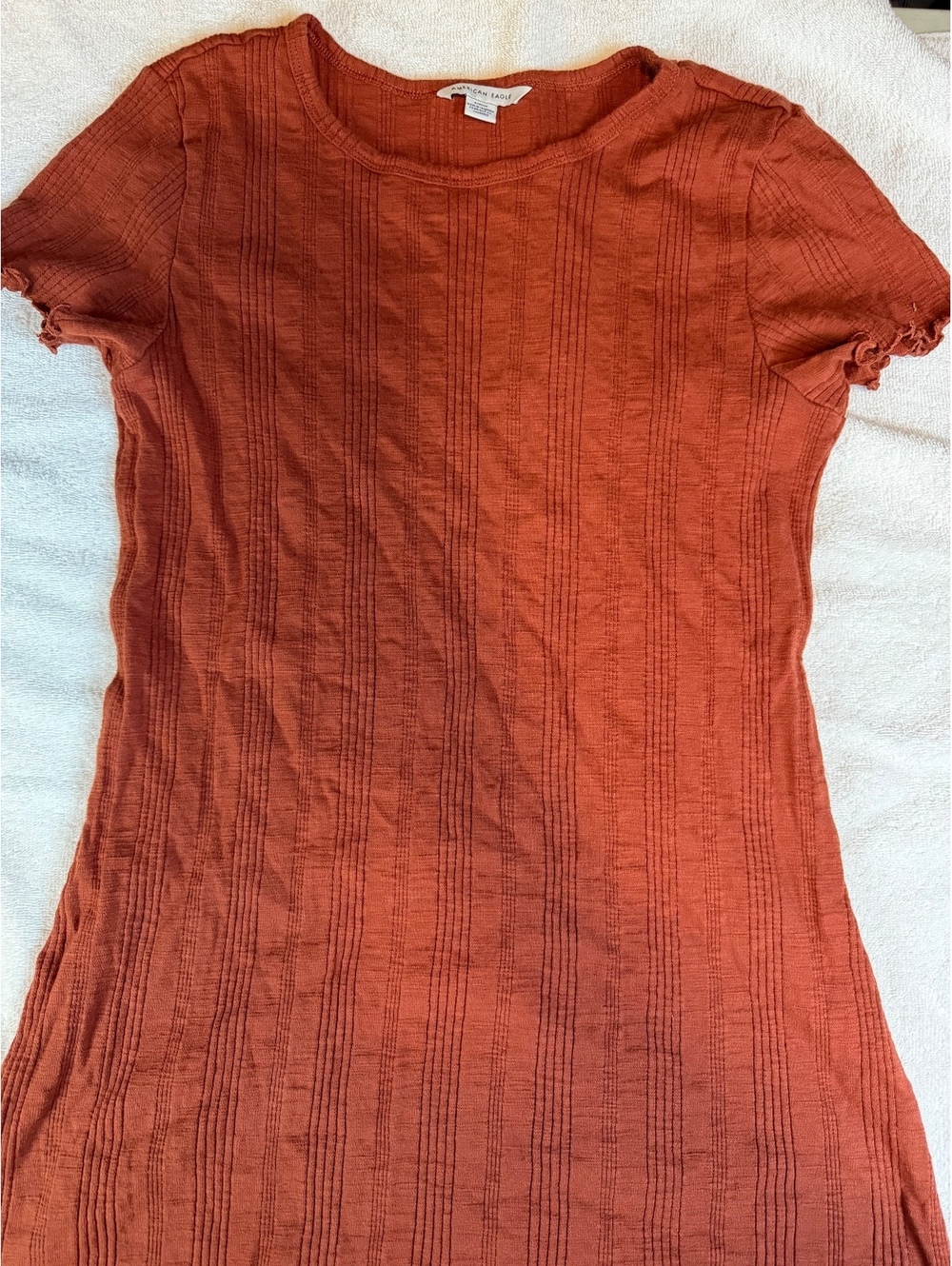 American Eagle Women Rust Orange Textured Short Sleeve T-Shirt Size S/P - #1242